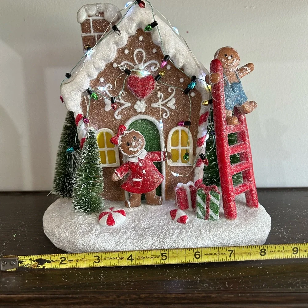 Gingerbread House Holiday Decoration with Lights by Valerie
